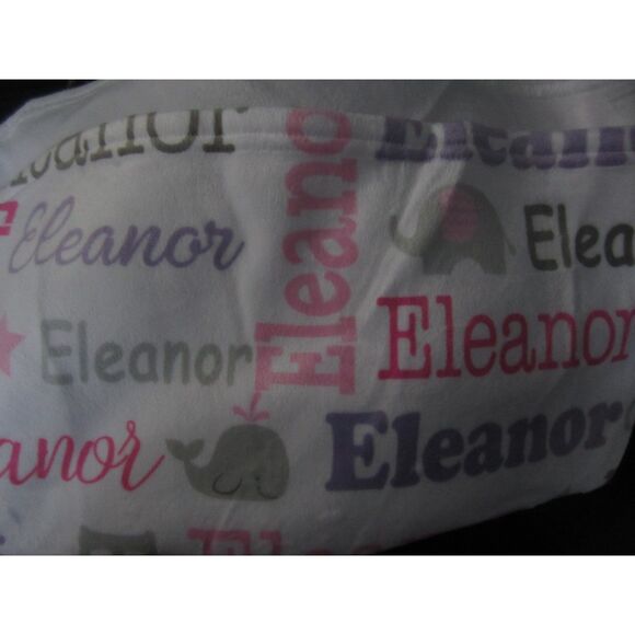 PERSONAL CREATIONS BABY NAME BLANKET  " ELEANOR " PINK AND LAVENDER SO SWEET - Picture 2 of 4